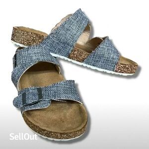 Rebel Women's Blue Double Buckle Strap Sandals Size 6 Casual Summer